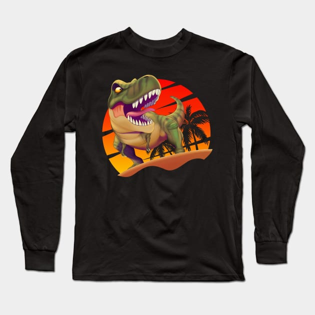 Surfing time dinosaur Long Sleeve T-Shirt by Ildegran-tees